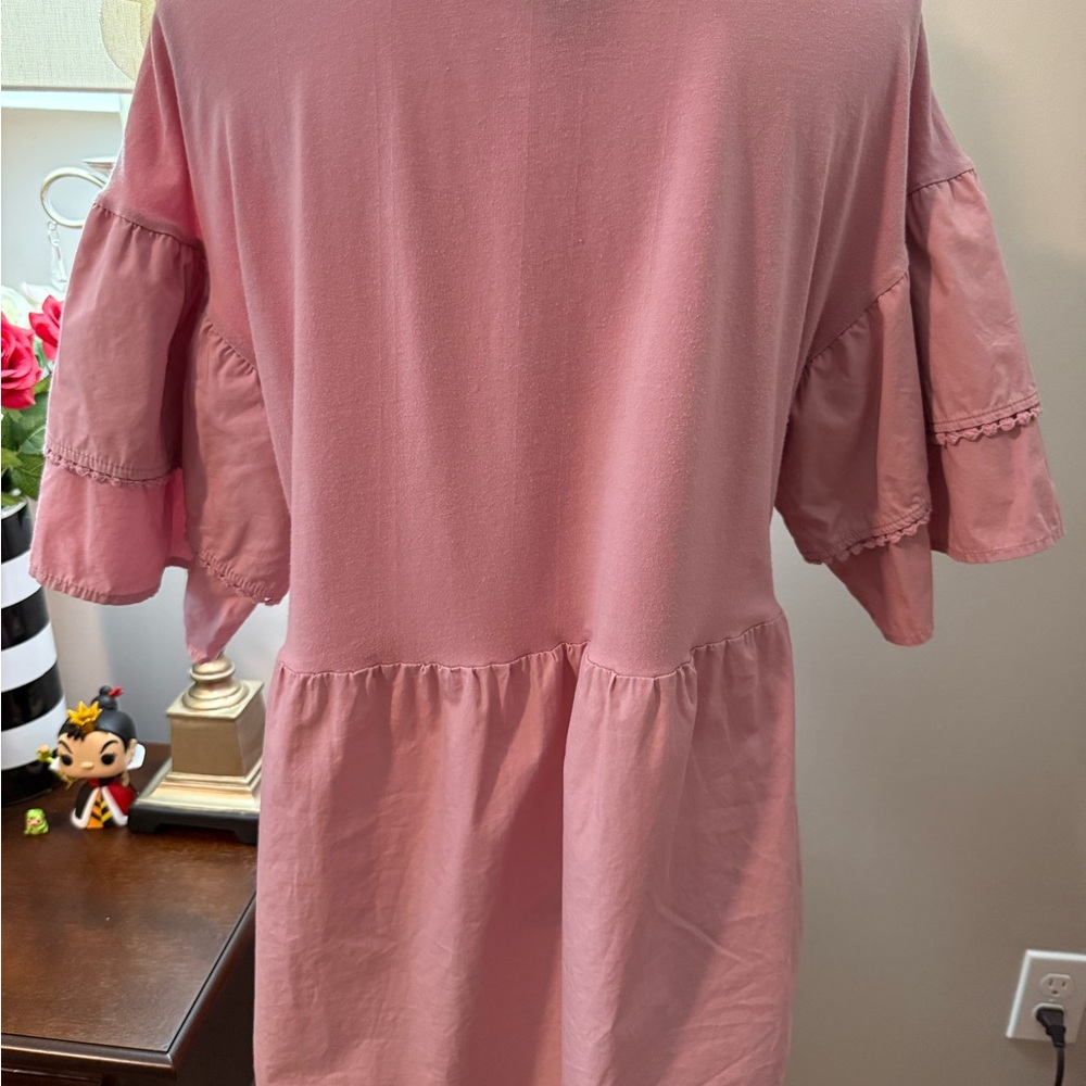 Bobeau Pink Boho Blouse with Ruffled Details - Picture 3 of 7